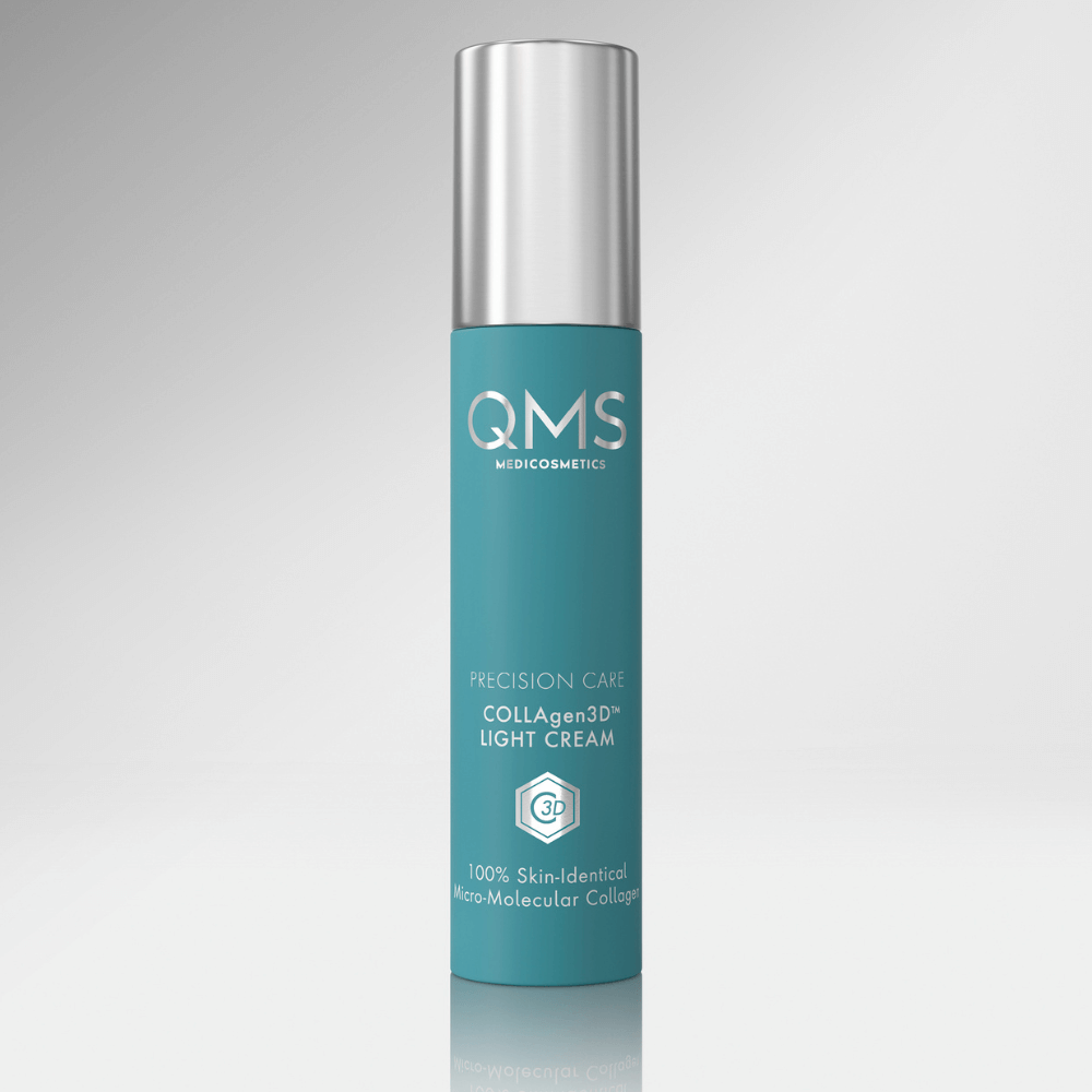 QMS COLLAgen3D Light Cream im eleganten Moodbild – luxuriöse Collagenpflege mit NEOTEC S100™