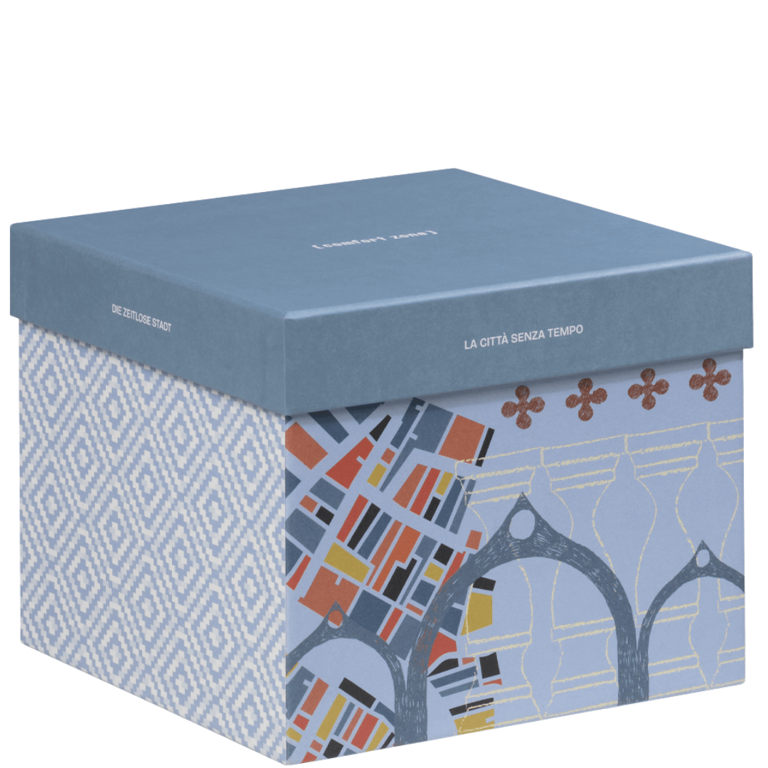 Edle Kartonverpackung des Sublime Skin The Timeless City Anti-Aging Sets von Comfort Zone – nachhaltiges Design mit luxuriösem Look.