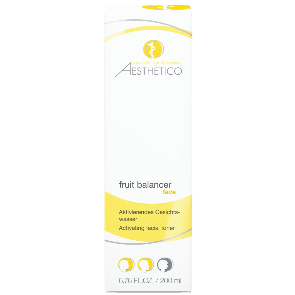 Umverpackung des AESTHETICO Fruit Balancer – 50 ml klärendes Fruchtsäure-Gesichtswasser zur Verfeinerung des Hautbilds