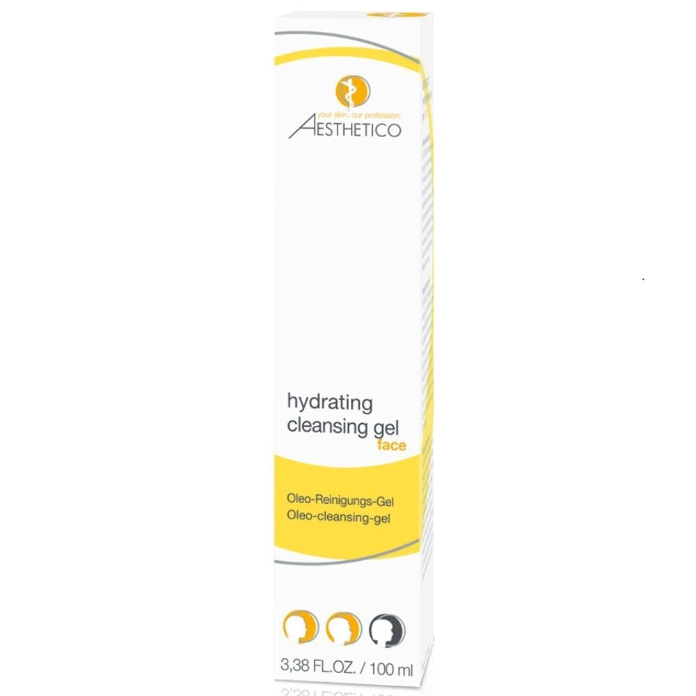 Umverpackung des AESTHETICO Hydrating Cleansing Gel – 100 ml feuchtigkeitsspendendes Reinigungsgel für normale bis fettige Haut