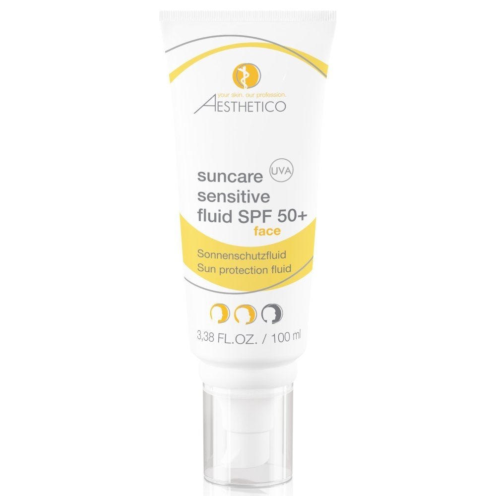 AESTHETICO Suncare Sensitive Fluid SPF 50 – 100 ml leichtes Sonnenschutzfluid mit hohem UV-Schutz, speziell für empfindliche und sensible Haut geeignet