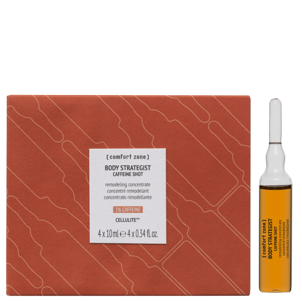 Comfort Zone Body Strategist Caffeine Shot 4x10ml, hochkonzentrierte Pflege zur Förderung der Mikrozirkulation und Straffung in der Originalverpackung