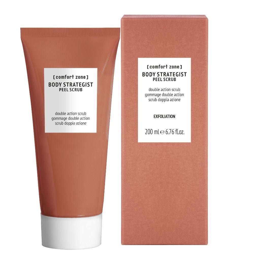 Comfort Zone Body Strategist Peel Scrub 200ml, revitalisierendes Körperpeeling zur Hautglättung und Förderung der Mikrozirkulation