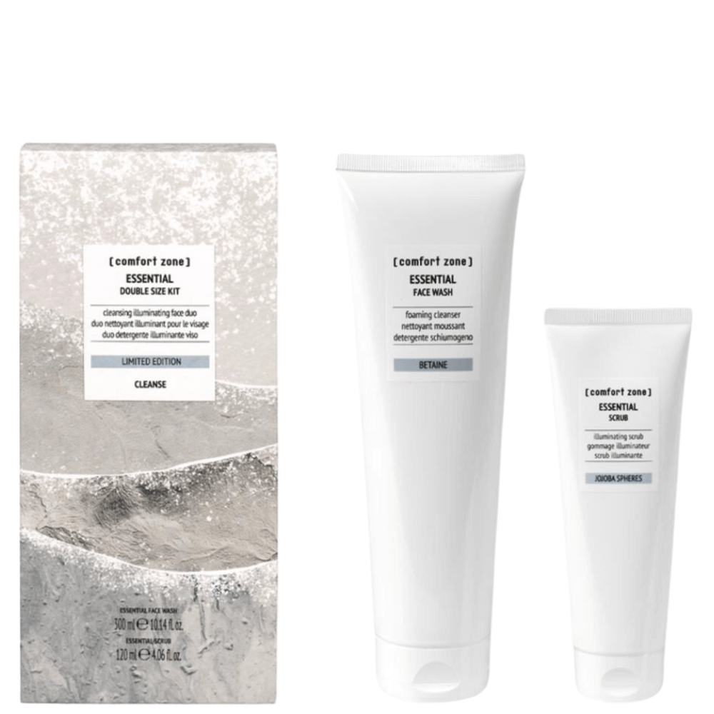 Comfort Zone Essential Face Wash & Scrub Double Set, hochwertiges Pflegeset mit Gesichtsreiniger und Peeling in der Originalverpackung