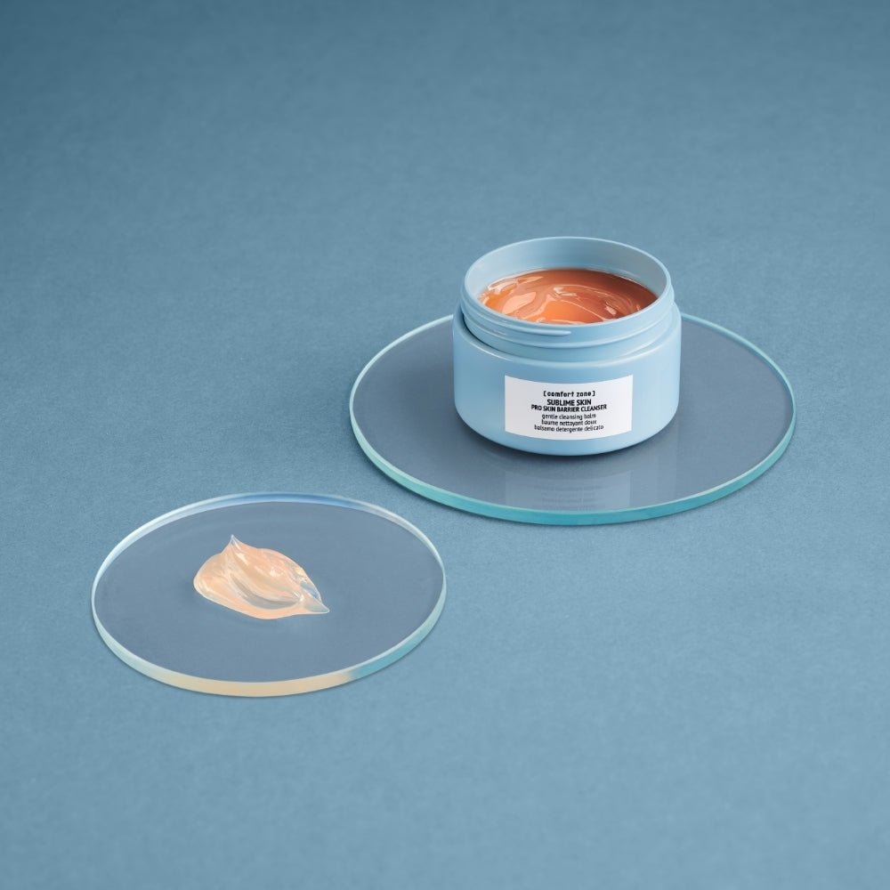 Comfort Zone Sublime Skin Pro Skin Barrier Cleanser – offene Tiegel, cremige, sanfte Textur für eine schonende Hautreinigung.