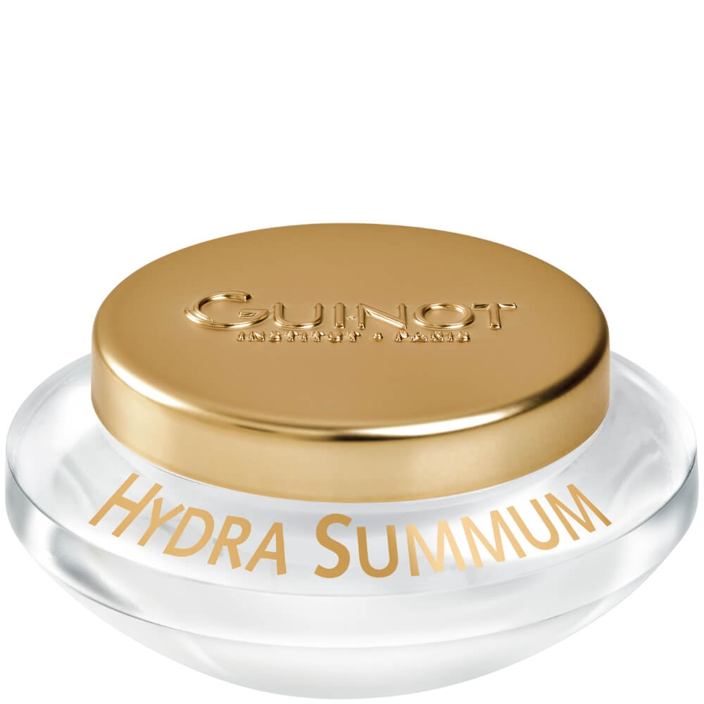 Guinot Hydra Summum Creme im Tiegel mit goldfarbenem Deckel – feuchtigkeitsspendende Anti-Aging-Pflege für trockene Haut.