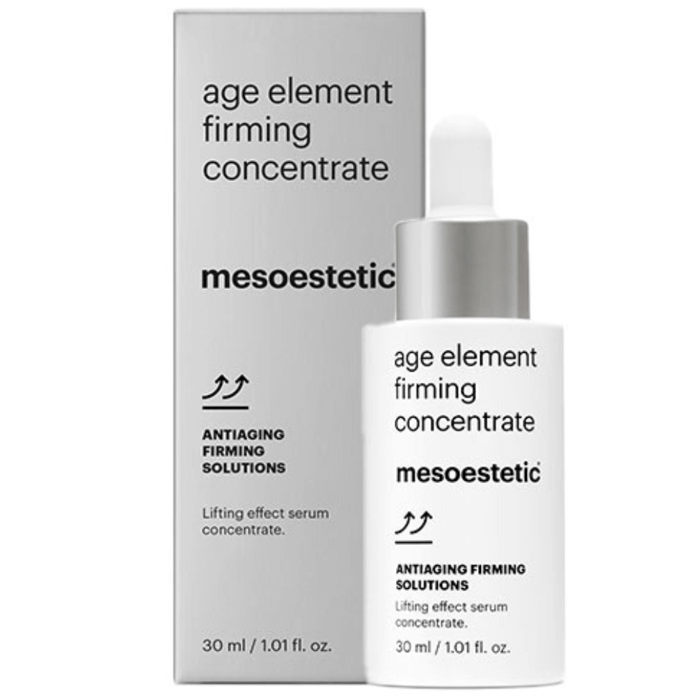 Mesoestetic Firming Concentrate – hochwirksames Serum zur Straffung und Festigung erschlaffter Hautpartien - Kartonage und Flasche