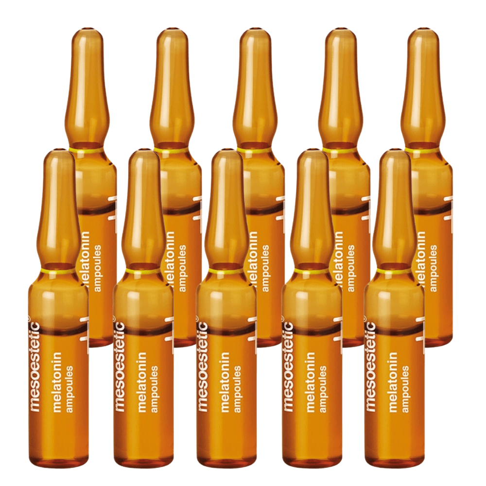 Mesoestetic Ampoules Melatonin 10 x 2ml – Produktfoto der Pflegeampullen mit Melatonin zur Unterstützung der Hautregeneration