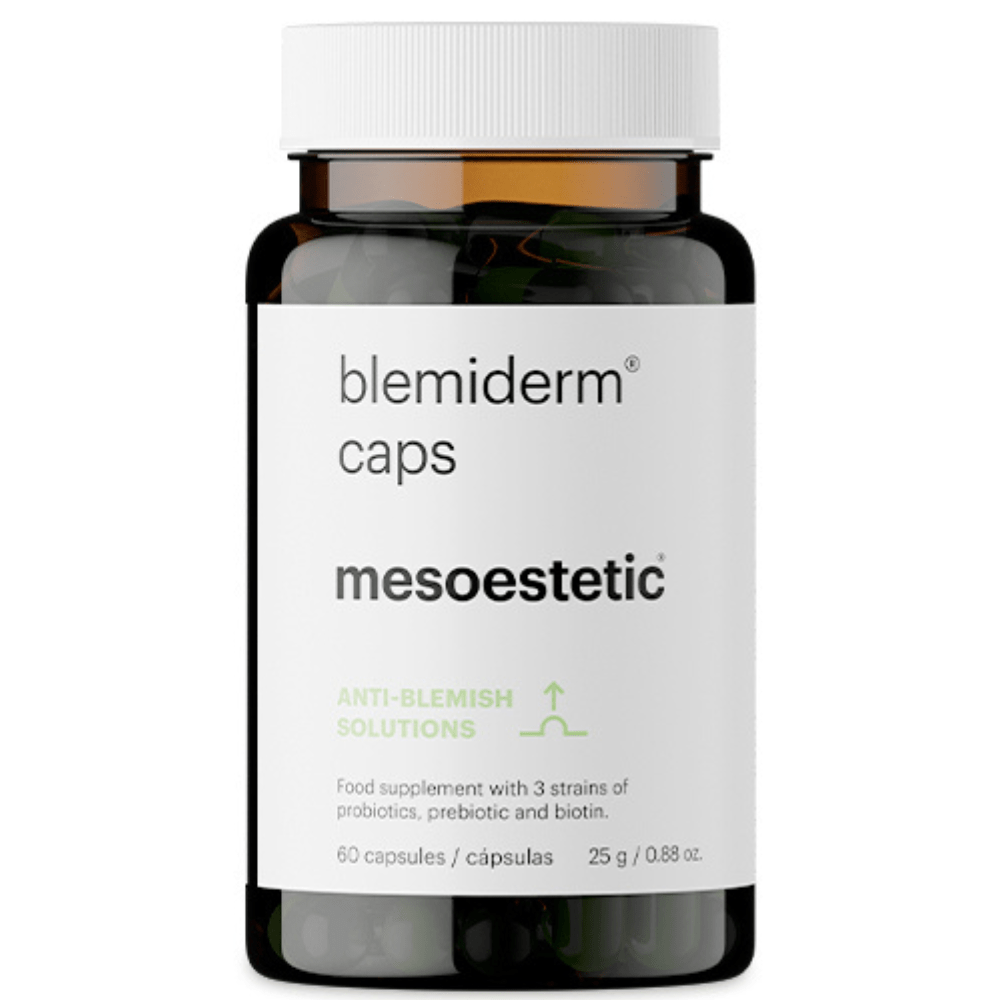 Mesoestetic Blemiderm Probiocaps 30 St – Produktfoto des Sets mit 30 probiotischen Kapseln zur gezielten Aknepflege