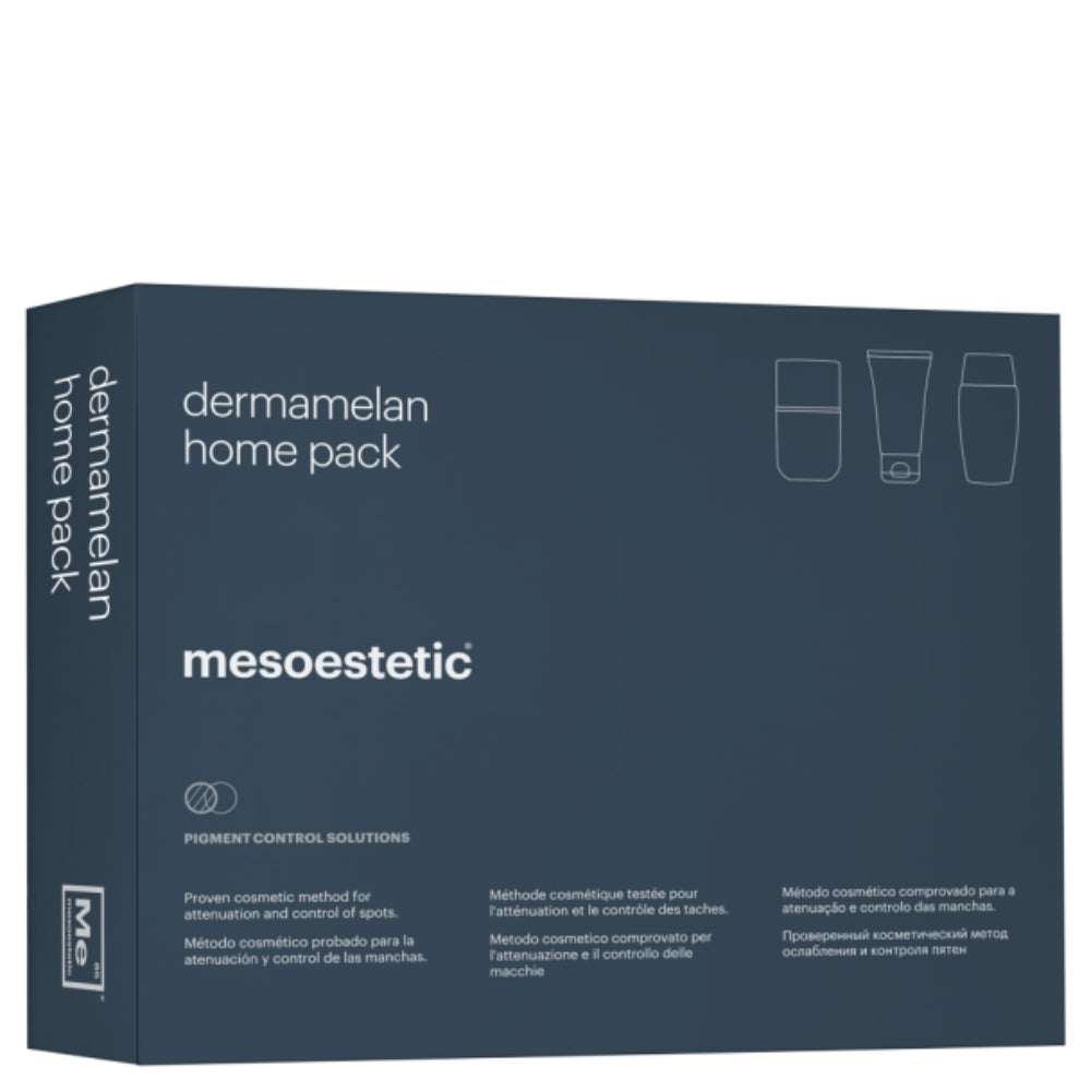Dermamelan® Home Pack mit Reinigung, Peeling und Sonnenschutz von mesoestetic – professionelle Depigmentierungsprodukte zur Heimbehandlung bei Hyperpigmentierung