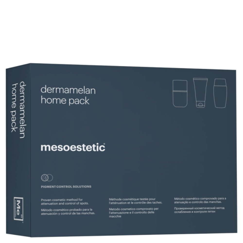 Dermamelan® Home Pack mit Reinigung, Peeling und Sonnenschutz von mesoestetic – professionelle Depigmentierungsprodukte zur Heimbehandlung bei Hyperpigmentierung
