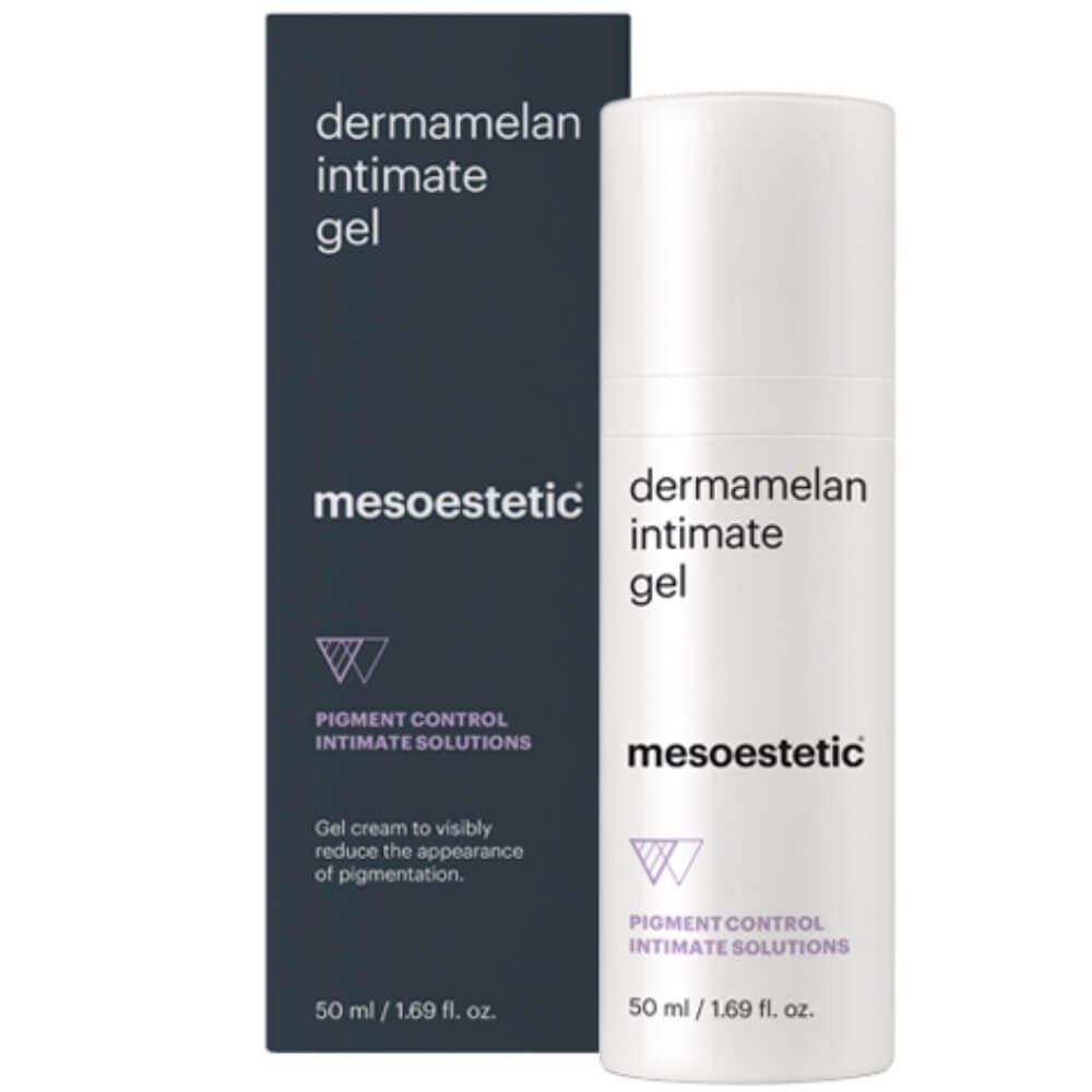 Mesoestetic Dermamelan Intimate Gel Cream 50ml – Produktfoto der aufhellenden Intimpflegecreme mit Verpackung
