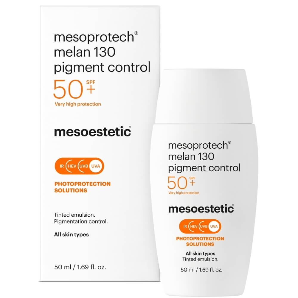 Mesoestetic Mesoprotech Melan 130 Pigment Control SPF 50+ 50ml – Getönter Sonnenschutz mit hohem UV-Schutz zur Vorbeugung von Pigmentflecken, mit Verpackung