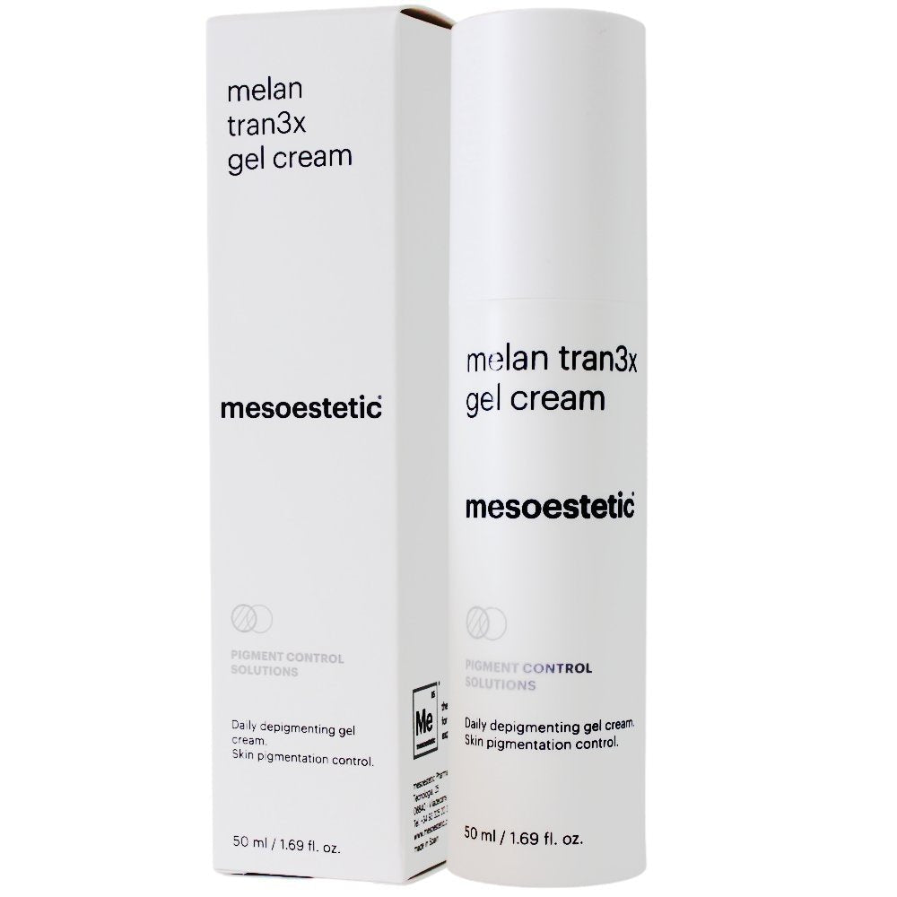 Mesoestetic Melan Tran3x Gel Cream 50ml – Depigmentierende Gel-Creme zur Reduktion von Hyperpigmentierung, mit Verpackung