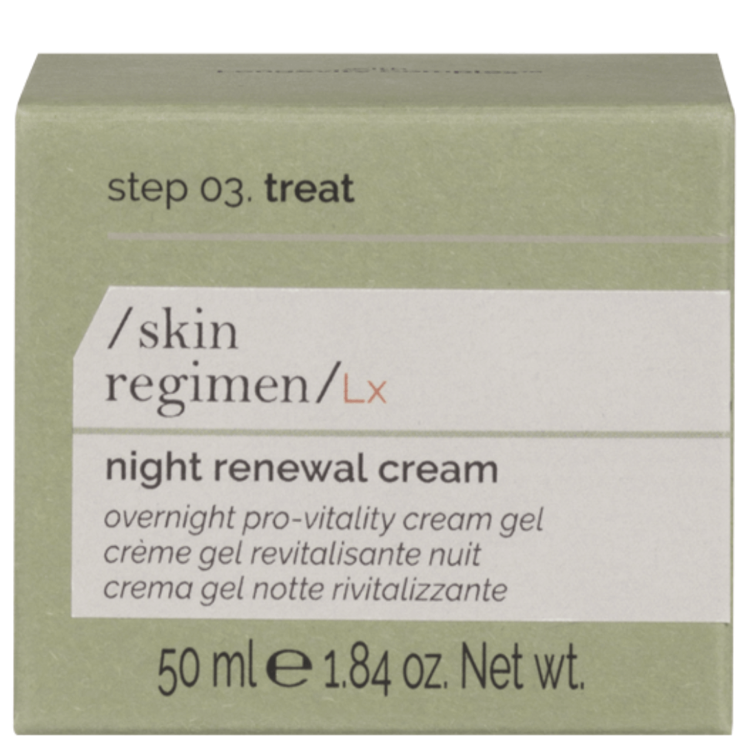 Skin Regimen LX Night Renewal Cream – nachhaltige Verpackung mit Anti-Aging Nachtcreme zur sichtbaren Hauterneuerung während des Schlafs.