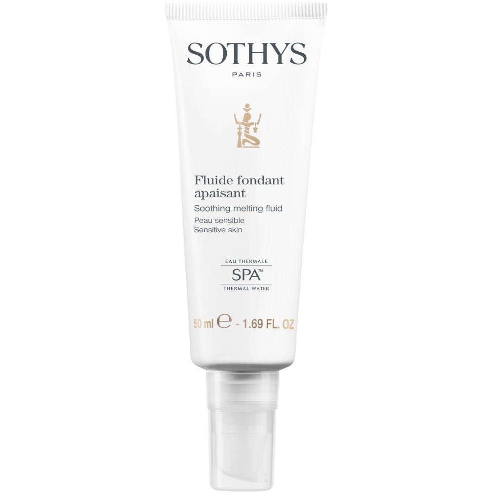 SOTHYS Fluide Fondant Apaisant 50 ml – Beruhigendes Schutzfluid für empfindliche Mischhaut in weißer Pumpspender-Tube