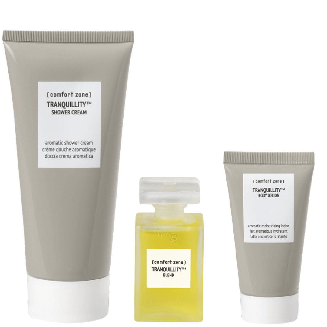 The City of Serenity Geschenkset von Comfort Zone – luxuriöses Körperpflege-Set mit Duschgel, Bodylotion und Aromatherapie für entspannte Hautpflege.