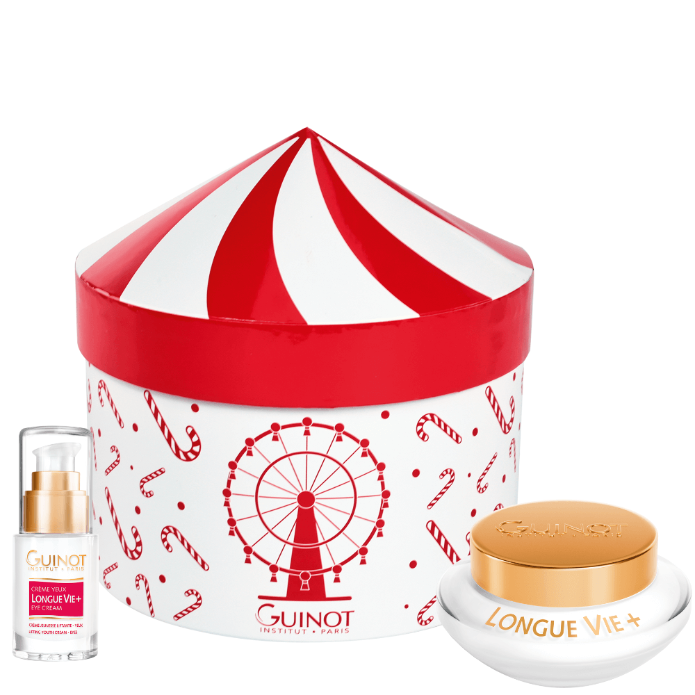 Guinot Longue Vie+ Coffret – luxuriöses Anti-Aging Geschenkset mit Creme Longue Vie+ und Augenpflege Longue Vie Yeux+ im festlichen Geschenkbox-Design.