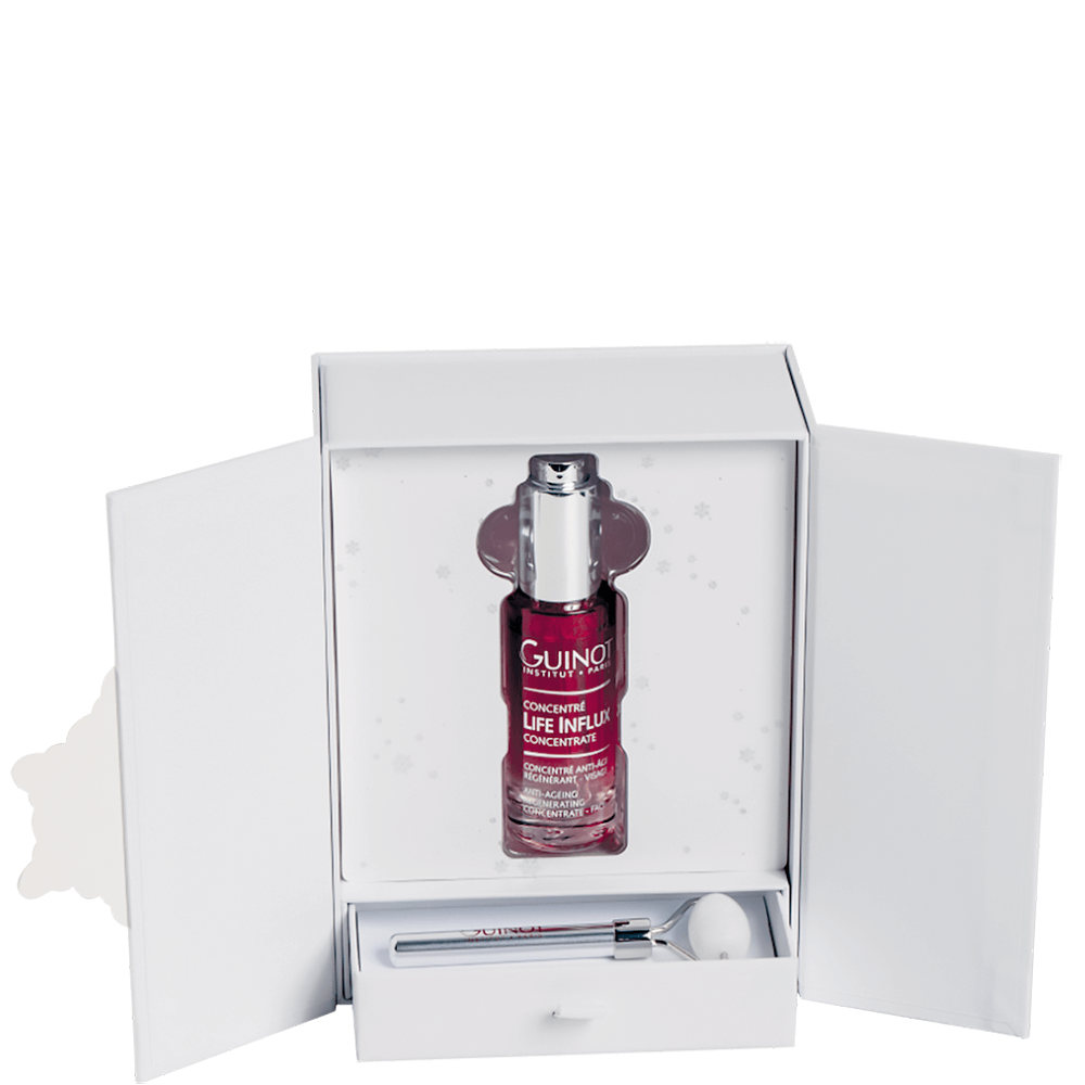 Guinot Life Influx Coffret mit Serum &amp; Jade Roller – Anti-Aging Geschenkset.