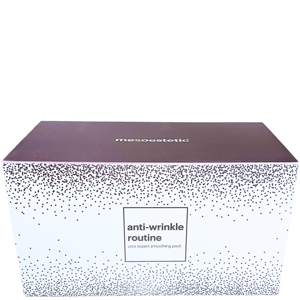 Edle Verpackung des Mesoestetic Anti-Wrinkle Kits – elegantes Geschenkset mit Anti-Falten-Wirkung und hochwertigem Design.