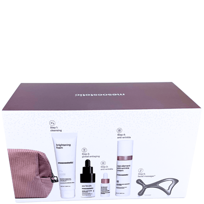 Mesoestetic Age Element Anti-Wrinkle Kit – luxuriöses Anti-Aging-Pflegeset mit Vitamin C, Peptiden und Retinol für glattere, jugendlich strahlende Haut.
