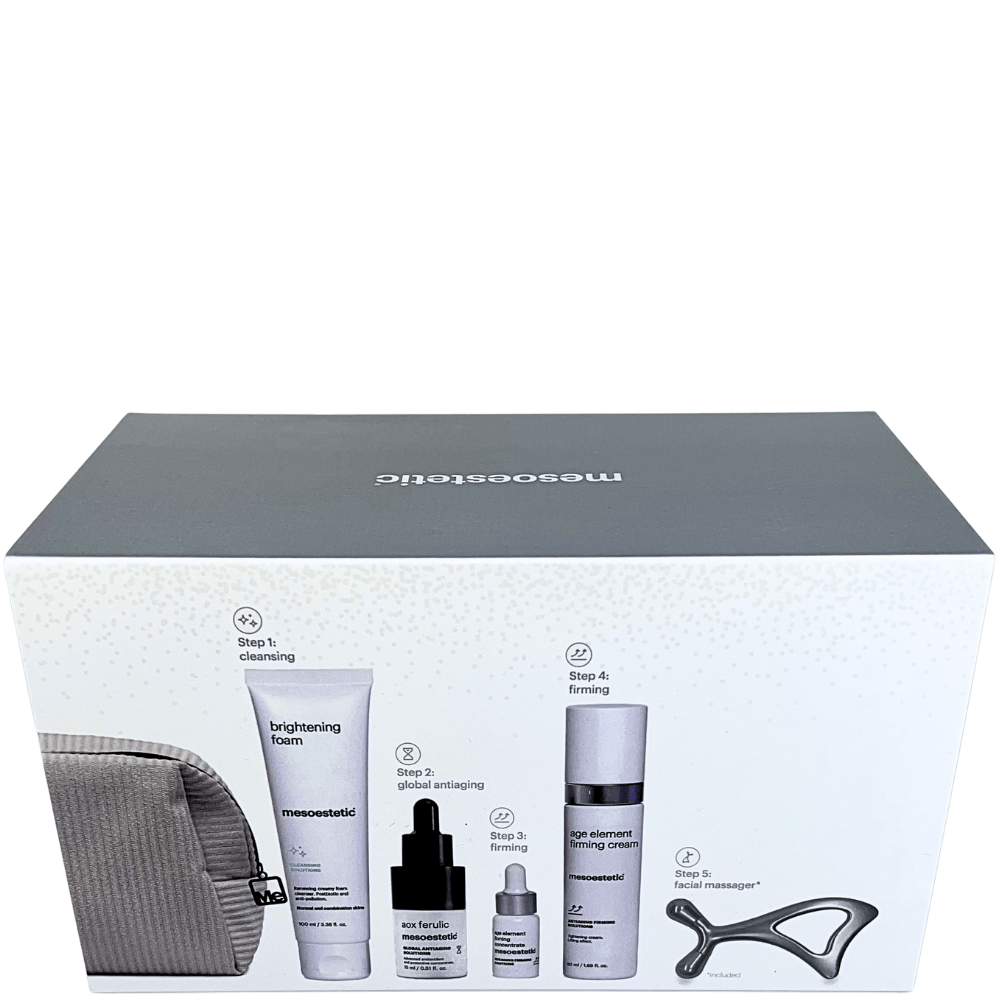 Mesoestetic Age Element Firming Kit – straffendes Anti-Aging-Pflegeset mit Vitamin C, Peptiden &amp; Bakuchiol für mehr Elastizität und definierte Gesichtskonturen.