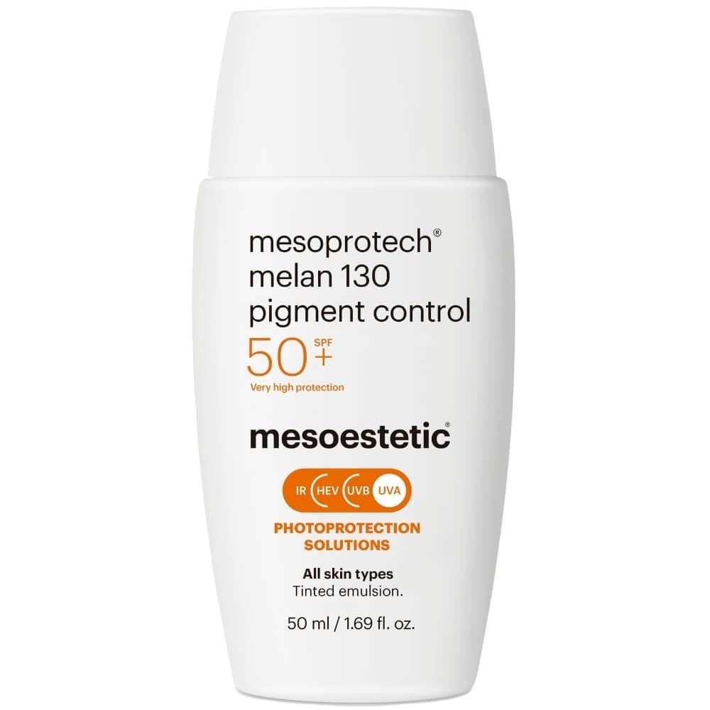 Sehr hoher Sonnenschutz mit LSF 50+ von Mesoestetic zur Vorbeugung pigmentbedingter Hautveränderungen – schützt zuverlässig vor UV-Strahlen und beugt Hyperpigmentierung vor.