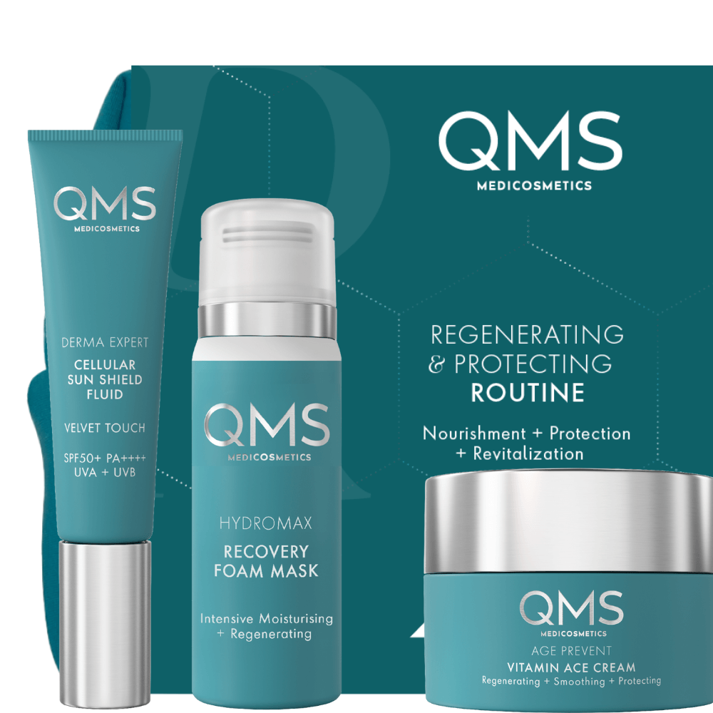 QMS Regenerating &amp; Protecting Routine – Pflege-Set  mit Maske, Vitamin ACE Cream &amp; SPF 50+, Nahaufnahme