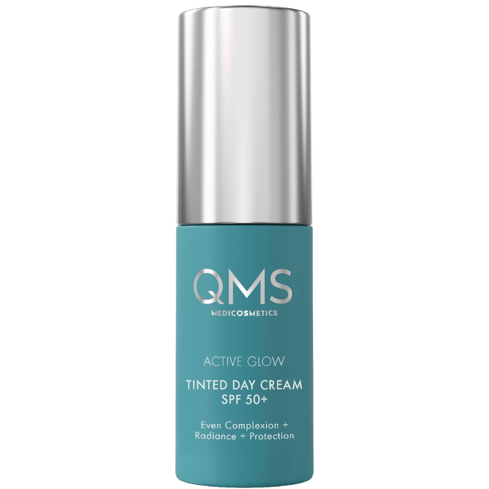 QMS Active Glow Tinted Day Cream SPF 50+, 10 ml – getönte Tagespflege mit UV-Schutz in Reisegröße