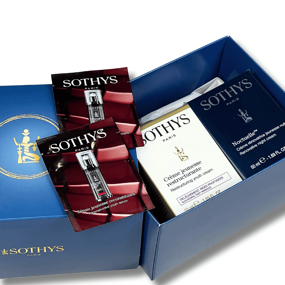 SOTHYS Geschenkset Jeunesse Restructurante – regenerierende Tages- und Nachtpflege mit Serum Jeunesse Reconstituant in eleganter blauer Box, ideal für reife Haut