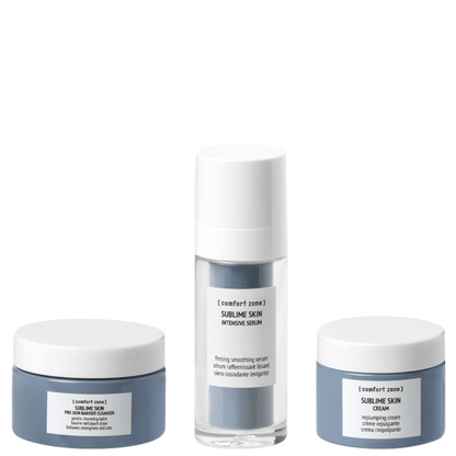 Luxus Anti-Aging Pflegeset Sublime Skin The Timeless City – Inhalt mit 3 hochwertigen Comfort Zone Pflegeprodukten für strahlende, glatte Haut.