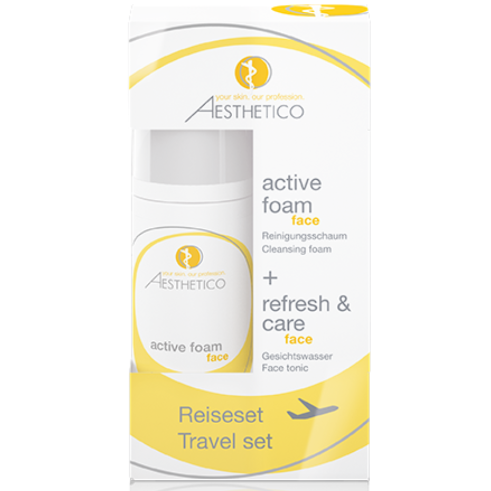 AESTHETICO Reiseset Reinigung und Klärung mit Active Foam und Refresh &amp; Care Tonic