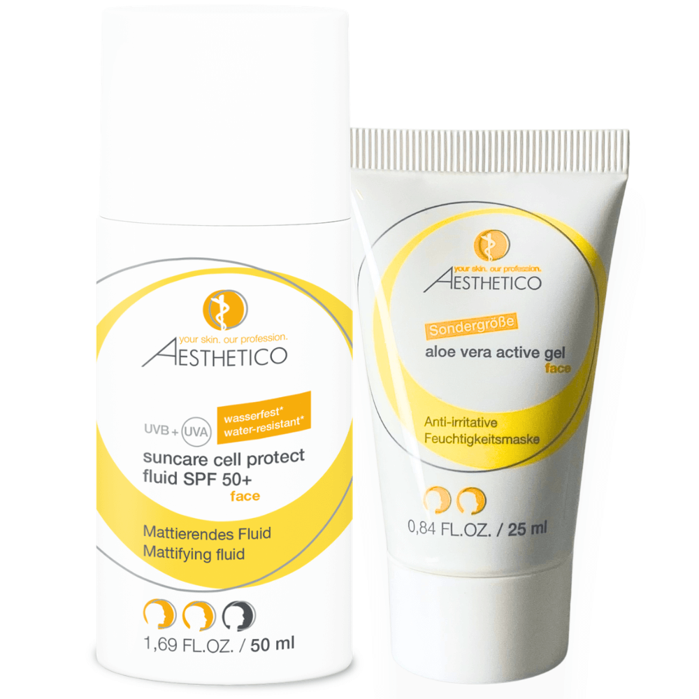 AESTHETICO SPF 50+ Fluid und Aloe Vera Active Gel Face im Gesichtspflege Set
