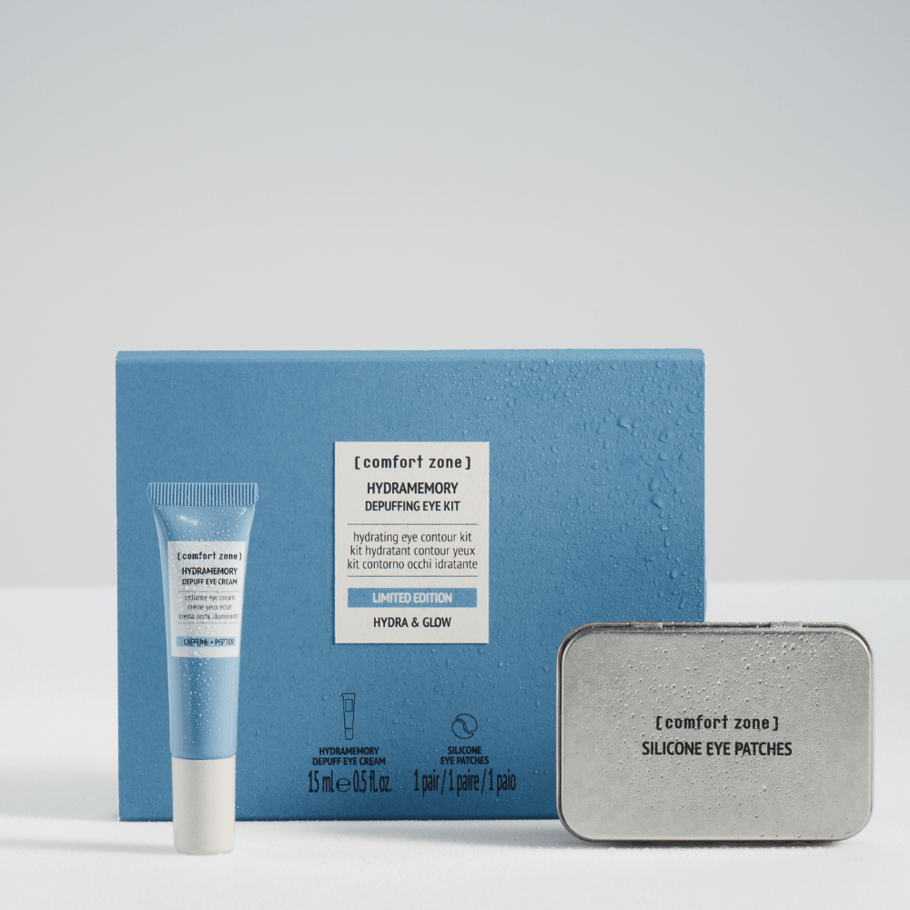 Comfort Zone Hydramemory Depuffing Eye Kit mit Augencreme und wiederverwendbaren Eye Patches