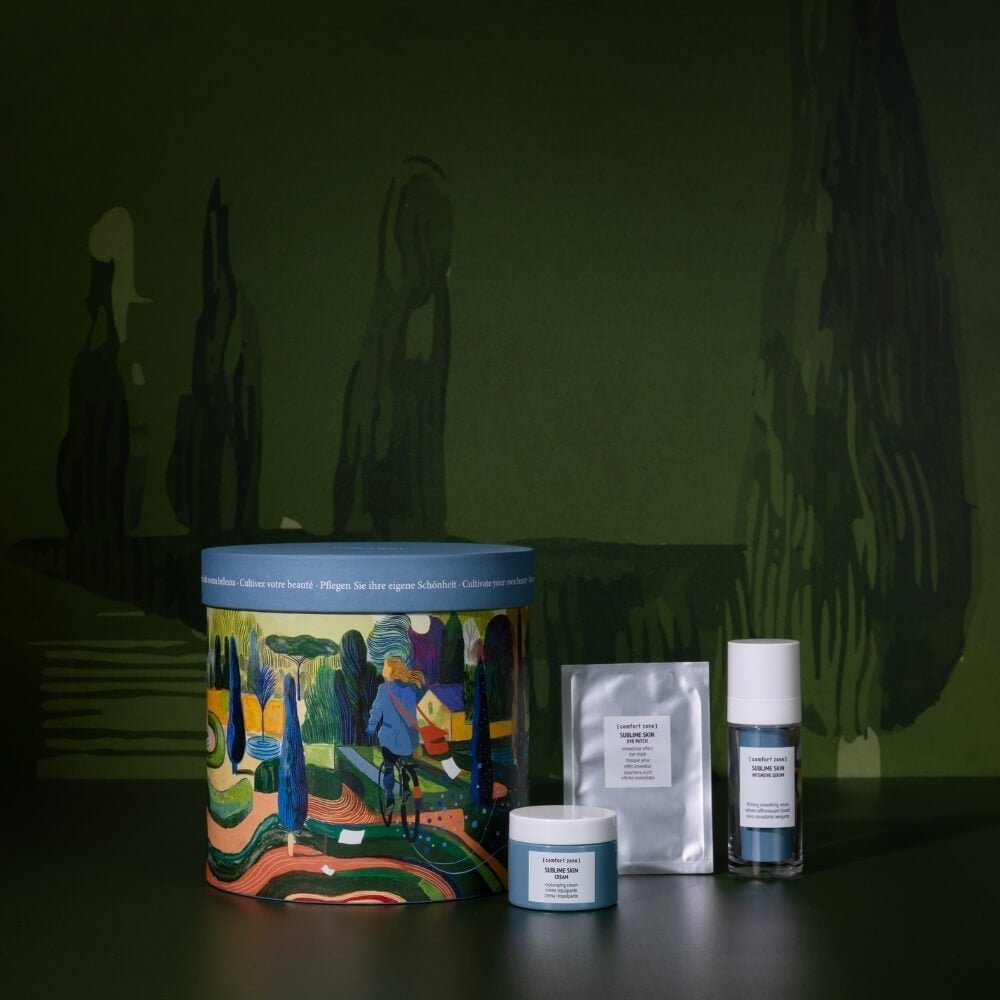 Comfort Zone Replumping Firming Face Kit, straffendes Pflegeset für eine jugendlichere Haut in einer Mood-Aufnahme