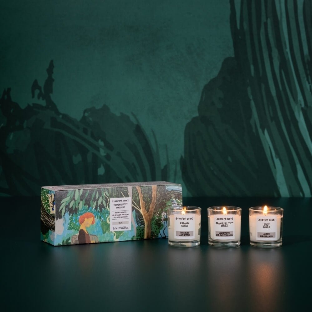 Comfort Zone Tranquillity Candle Set, beruhigendes Set aus Duftkerzen für eine entspannende Atmosphäre - Mood-Bild