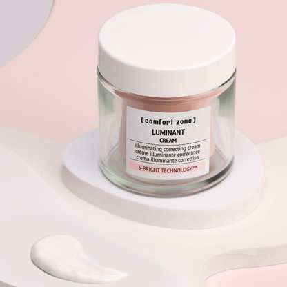 Comfort Zone Luminant Cream – aufhellende Anti-Pigment-Creme im Glas-Tiegel mit cremiger Textur. Luxuriöse Pflege für ein ebenmäßiges, strahlendes Hautbild.