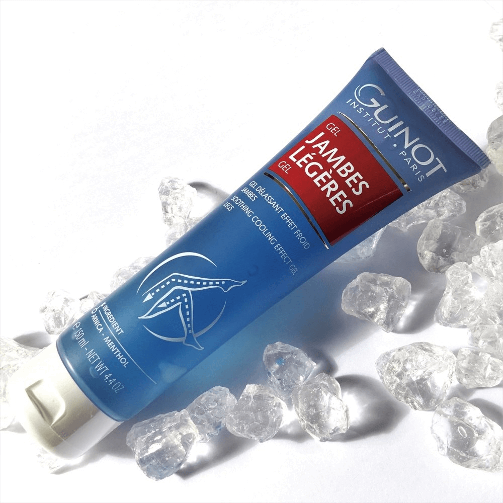 GUINOT Gel Jambes Légères - kühlende Fußcreme - Mood Bild mit Eiskristallen