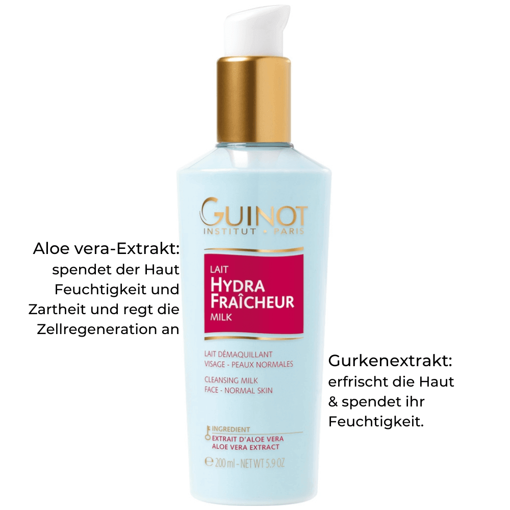 GUINOT Lait Hydra Fraîcheur - Reinigungsmilch mit Aloe Vera und Gurkenextrakt, Flasche 200l