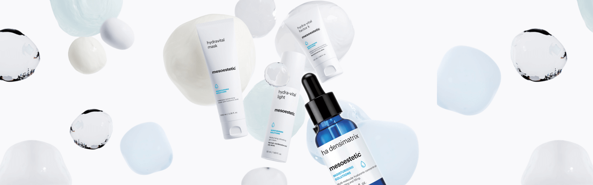 Mesoestetic Moisturising Solution – Kategoriebild für intensiv feuchtigkeitsspendende Gesichtspflegeprodukte