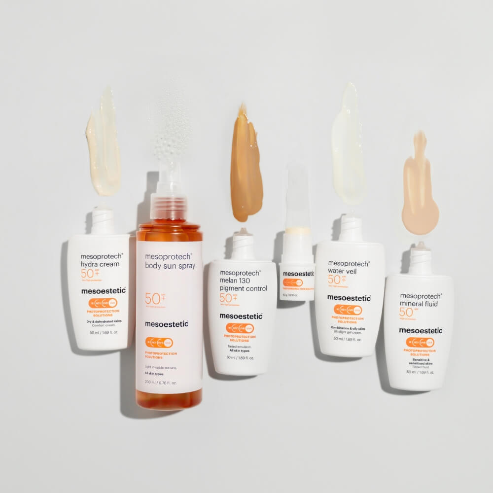 Photoprotection Solutions von Mesoestetic – ganzheitlicher Sonnenschutz für jeden Hauttyp und Hautzustand.