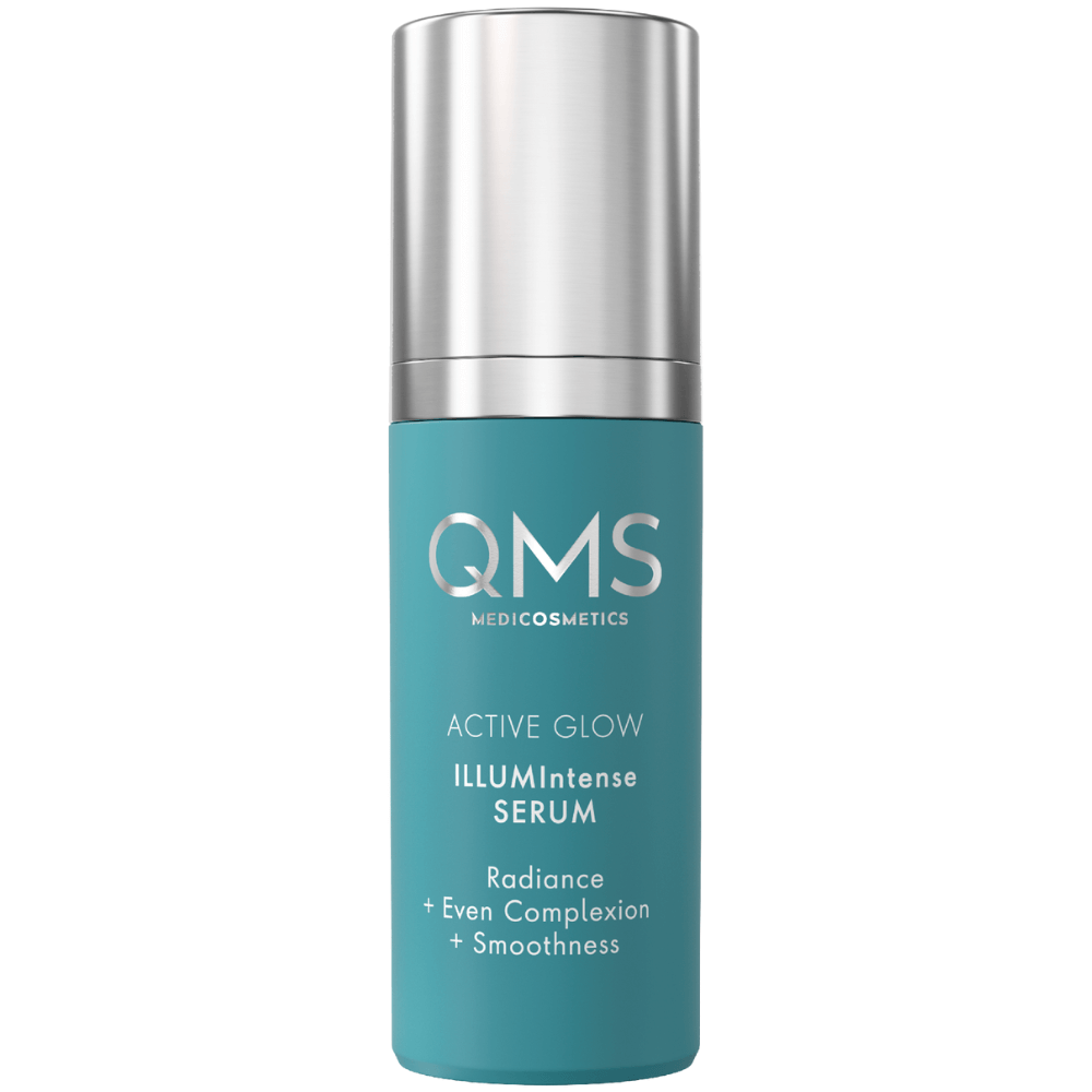 QMS Active Glow ILLUMIntense Serum 30 ml – aufhellendes Anti-Aging-Serum in türkisfarbener Pumpflasche