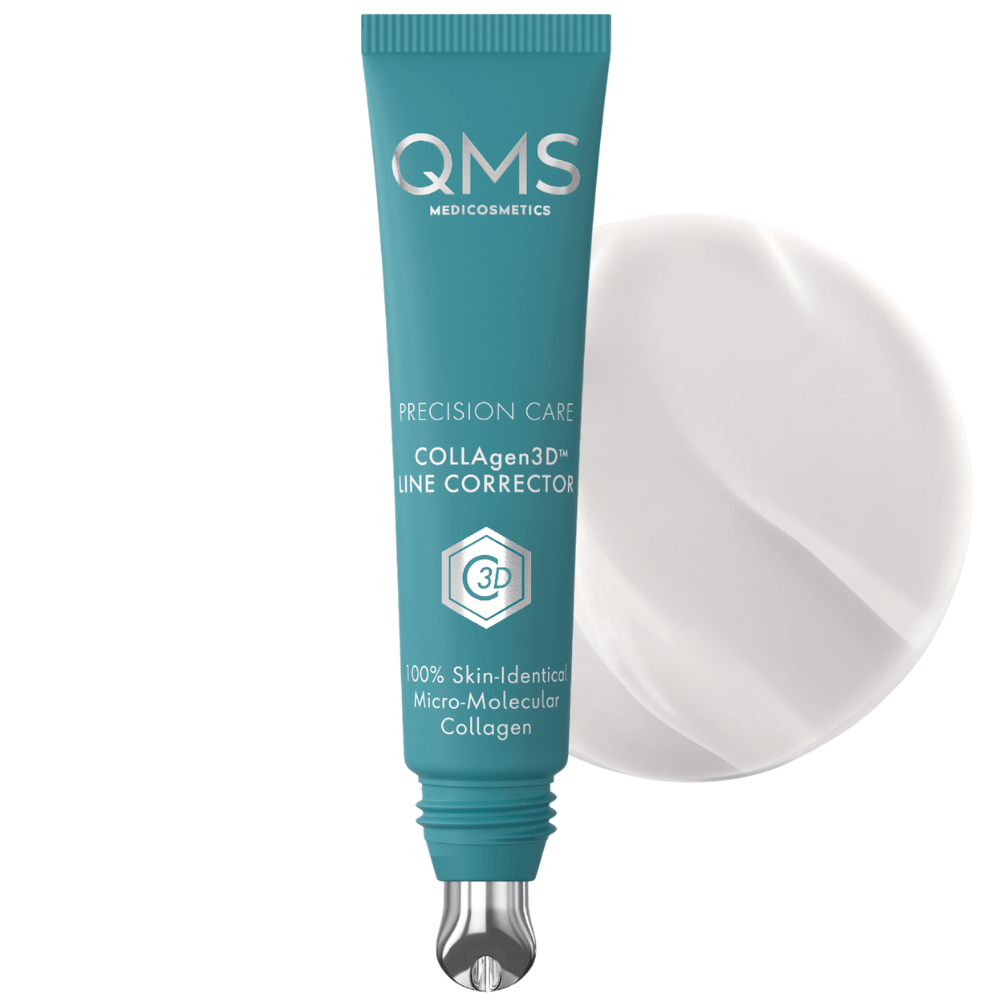 QMS COLLAGEN³D Mikroserum – Pflegeprodukt gegen Falten in minimalistischer Darstellung