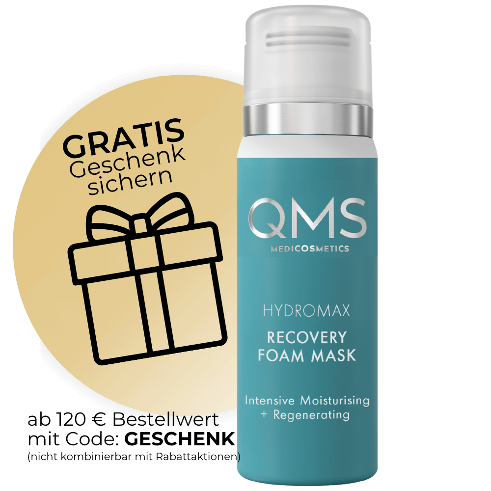 QMS Hydromax Recovery Foam Mask mit Hinweis auf Gratisgeschenk ab 120 € Bestellwert mit Code GESCHENK.