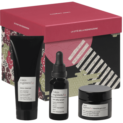 Nahaufnahme des Skin Regimen The Regeneration City Geschenksets – intensive Gesichtspflege zur Hautregeneration und zum Schutz vor urbanem Stress.