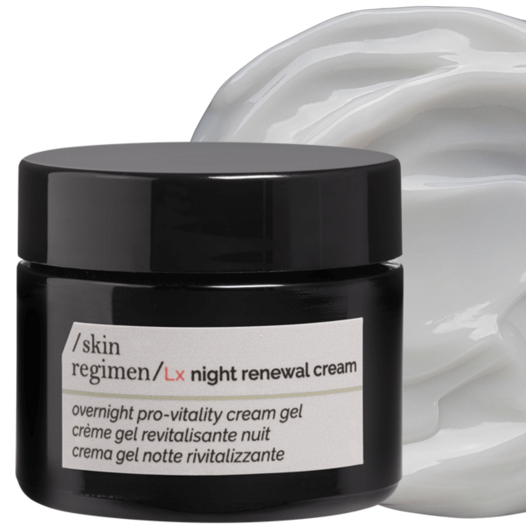 Skin Regimen LX Night Renewal Cream – luxuriöse Nachtpflege mit biomimetischer Textur, fördert Zellerneuerung und Hautelastizität.