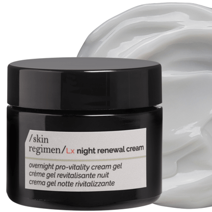 Skin Regimen LX Night Renewal Cream – luxuriöse Nachtpflege mit biomimetischer Textur, fördert Zellerneuerung und Hautelastizität.