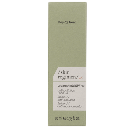Skin Regimen Urban Shield SPF 30 – nachhaltige, minimalistische Verpackung mit Anti-Stress-Formel und UVA/UVB-Schutz.