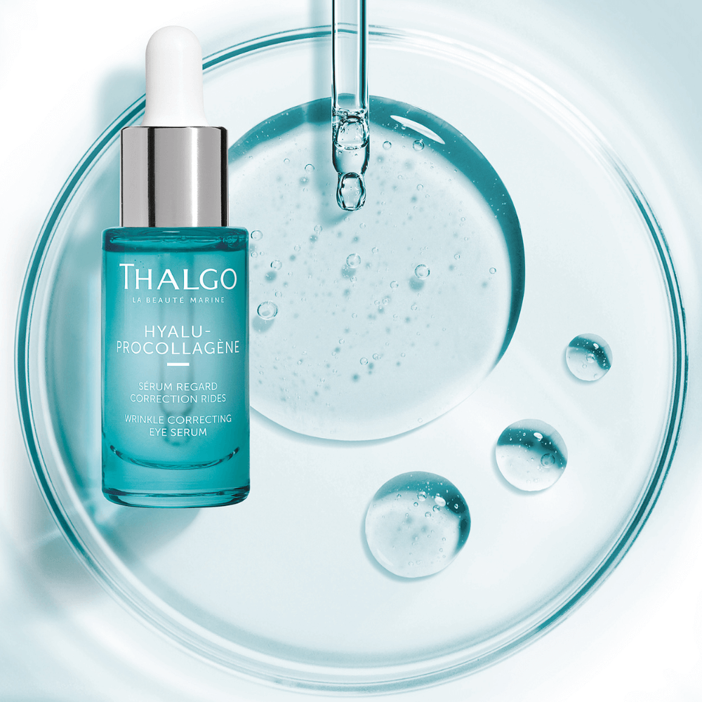 Textur des Thalgo Augenserums – feuchtigkeitsspendendes Gel mit Hyaluronsäure und marinem Pro-Collagen
