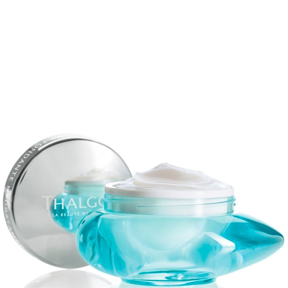 Geöffneter Tiegel der Thalgo Source Marine Crème Fondante Hydratante mit zartschmelzender Creme-Textur